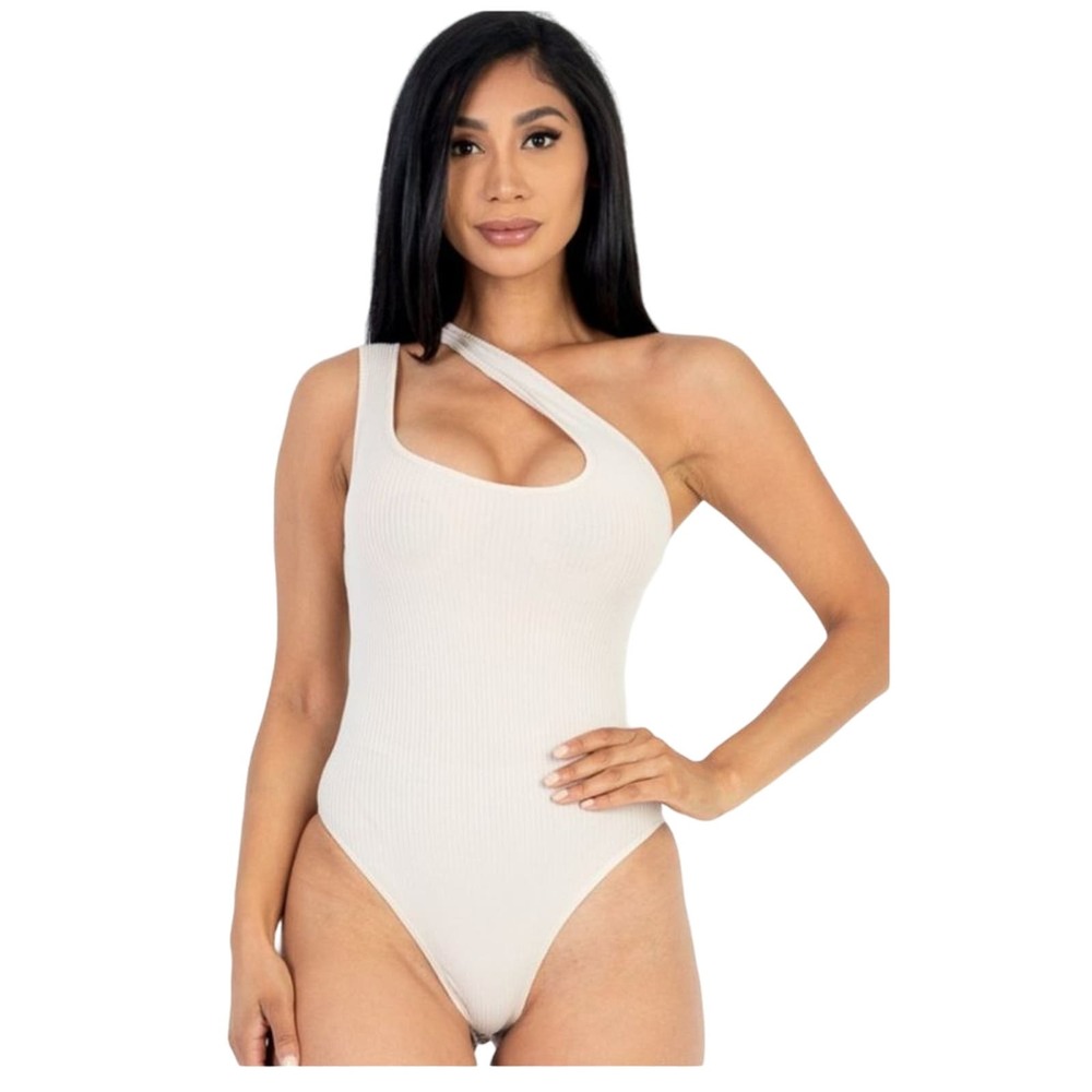 Ribbed one shoulder bodysuit knit summer bodysuit sexy club wear nigh out